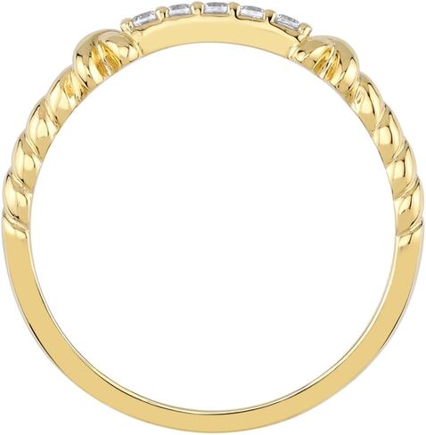 Silvershake White Gold Plated or Yellow Gold Plated 925 Sterling Silver Minimalist Love Knot Rope Promise Stackable Gemstone Ring Jewelry for Women in Saudi Arabia
