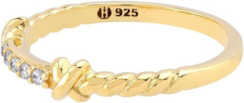 Silvershake White Gold Plated or Yellow Gold Plated 925 Sterling Silver Minimalist Love Knot Rope Promise Stackable Gemstone Ring Jewelry for Women in Saudi Arabia