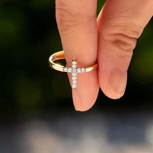 Cross Open Band Ring for Women Micro Paved CZ Cross Ring Geometric Stackable Adjustable Statement Finger Jewelry for Daily Wear Special Occasion in Saudi Arabia
