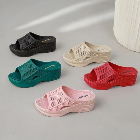 Women's EVA Wedge Sandals - Open-Toe Slip-On Platform Heels with Rubber Sole, Stylish & Comfortable Summer Slippers in Saudi Arabia