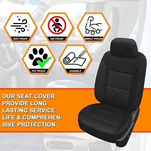غطاء المقعد الأمامي والخلفي متوافق مع 2019-2025 Chevy Silverado/GMC Sierra 1500 مع مساحة تخزين للمقعد الخلفي وحامل أكواب، قماش محبوك عالي التحمل in Saudi Arabia