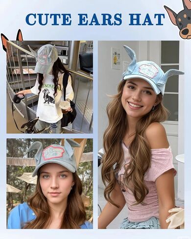 Y2k Hats Bunny Ears Hat for Women Cute Baseball Cap Y2k Accessories Grunge Aesthetic in Saudi Arabia
