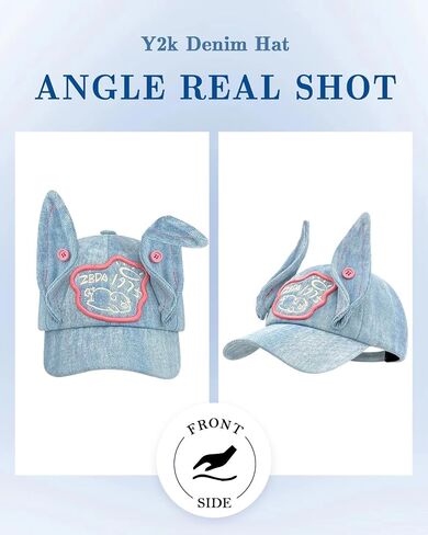 Y2k Hats Bunny Ears Hat for Women Cute Baseball Cap Y2k Accessories Grunge Aesthetic in Saudi Arabia