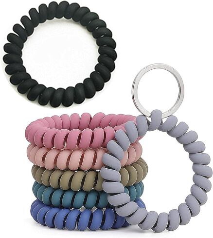 7 PCS Stretchable Spiral Coil Wrist Keychain, Spring Wristband Key Holder for Sauna, Gym, Sports and Outdoor Activities in Saudi Arabia