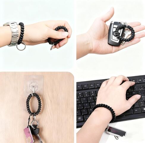 7 PCS Stretchable Spiral Coil Wrist Keychain, Spring Wristband Key Holder for Sauna, Gym, Sports and Outdoor Activities in Saudi Arabia