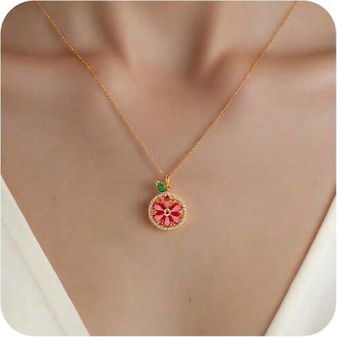 18K Gold Plated Fruits Necklace, Sweet Little Lemon Pendant Necklace, Fruits Jewelry for Women Gifts, Personalized Pendant in Saudi Arabia