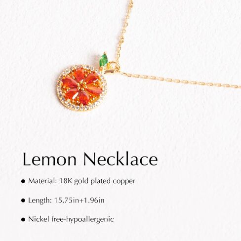 18K Gold Plated Fruits Necklace, Sweet Little Lemon Pendant Necklace, Fruits Jewelry for Women Gifts, Personalized Pendant in Saudi Arabia