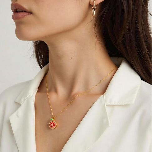 18K Gold Plated Fruits Necklace, Sweet Little Lemon Pendant Necklace, Fruits Jewelry for Women Gifts, Personalized Pendant in Saudi Arabia