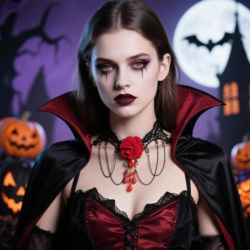 Gothic Choker Necklace for Women Lace Vampire Collar Necklace Y2K Goth Red Black Zirconia Pendant Necklaces Halloween Dark Bridal Vampire Party Jewelry Accessories in Kuwait