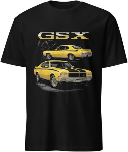 1970 GSX Muscle Car T-Shirt – Classic Yellow Front & Rear Graphic Tee for Car Enthusiasts in Saudi Arabia