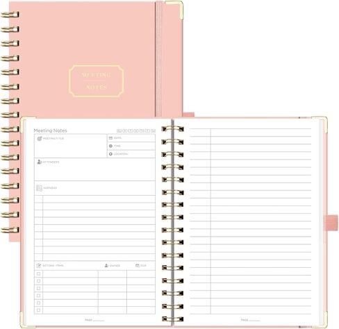 كمبيوتر محمول لقاء Emshoi لمنظمة العمل - دفتر مخطط العمل مع عناصر العمل ، ومشاريع أعمال الأعمال التجارية ، واللوازم المكتبية للرجال والنساء - 140 صفحة ، A5 (6.1 "x8.27") PINK in Kuwait