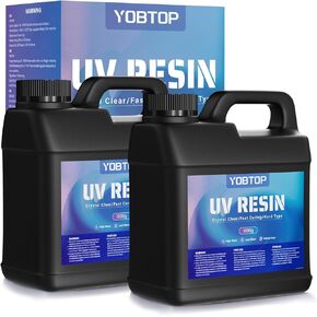 YOBTOP 1000g UV Resin, Upgraded UV Resin Kit with Fast Curing Crystal Clear High Gloss Odourless Low Viscosity Hard Type UV Epoxy Resin for DIY Jewelry Making Casting and Coating Craft in Kuwait
