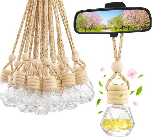 Pack of 30 Black Glass Car Air Freshener Diffuser, Empty Auto Essential Oil Fragrance Perfume Bottles Hanging Ornaments Decor in Kuwait