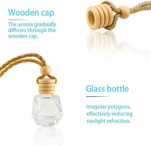 Pack of 30 Black Glass Car Air Freshener Diffuser, Empty Auto Essential Oil Fragrance Perfume Bottles Hanging Ornaments Decor in Kuwait