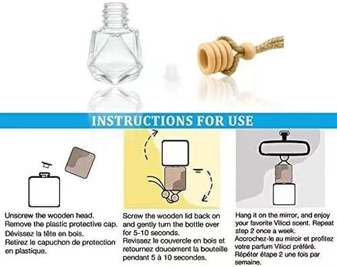 Pack of 30 Black Glass Car Air Freshener Diffuser, Empty Auto Essential Oil Fragrance Perfume Bottles Hanging Ornaments Decor in Kuwait