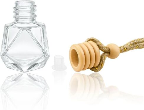 Pack of 30 Black Glass Car Air Freshener Diffuser, Empty Auto Essential Oil Fragrance Perfume Bottles Hanging Ornaments Decor in Kuwait