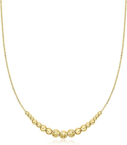 Ross-Simons Italian 3-6mm 18kt Gold Over Sterling Bead Station Necklace in Saudi Arabia