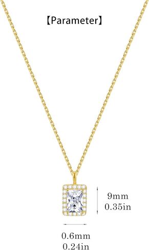 DEWEN Square Zirconia Necklace: 925 Sterling Silver Geometric Pendant with Sparkling Cubic Zirconia Stones - Anniversary & Valentine's Day Gift for Women in Saudi Arabia