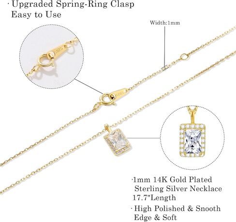 DEWEN Square Zirconia Necklace: 925 Sterling Silver Geometric Pendant with Sparkling Cubic Zirconia Stones - Anniversary & Valentine's Day Gift for Women in Saudi Arabia