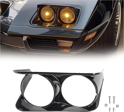 HECASA Left Headlight Bezel Compatible with 1968-1982 Chevy Chevrolet C3 Corvette Headlamp Cover Plastic (ABS) Black Driver Side in Saudi Arabia