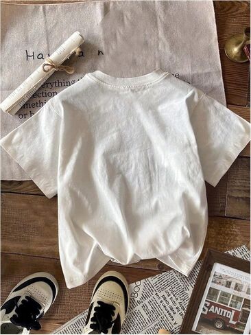 SHENHE Girl's Graphic Bow Tshirt Crew Neck Short Sleeve Camo Print Loose Fit Tee Top in Saudi Arabia