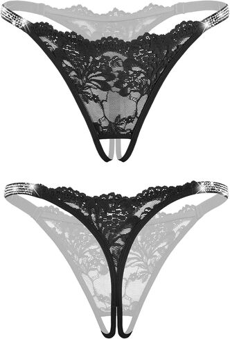 Avidlove Sexy Thongs for Women Floral Lace Briefs Rhinestones Strap Panties Hollow Out G-String T-back Underwear 1-4 Pack in Saudi Arabia