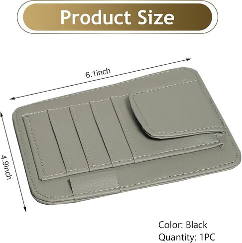 PACK-1 Car Sun Visor Organizer, Multifunctional Car Sun Visor Folder, Registration and Document Holder for Sunglasses, Cards, Pens, Driver's License, General Automotive Accessories (Black) in Saudi Arabia