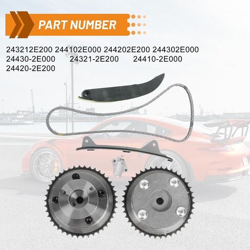 مجموعة سلسلة التوقيت FIWARY عمود الحدبات VVT Gear مناسب لـ 2011-2018 Kia Sorento Optima Sportage، لـ 2011-2019 Hyundai Santa Fe Sonata Tucson 2.4 2.0 G4KJ استبدال OE 24350-2G750 24370-2G750 24321-2G111 in Kuwait