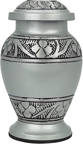 Engraved Pewter Keepsake Mini Urn for Human Ashes - A Beautiful Memorable and Classy Elegant Keepsake Mini Urn to Honor Your Loved One Remains - 3 Inch - Silver in Saudi Arabia