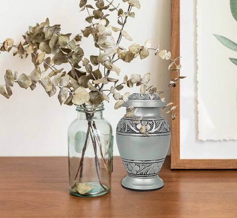 Engraved Pewter Keepsake Mini Urn for Human Ashes - A Beautiful Memorable and Classy Elegant Keepsake Mini Urn to Honor Your Loved One Remains - 3 Inch - Silver in Saudi Arabia