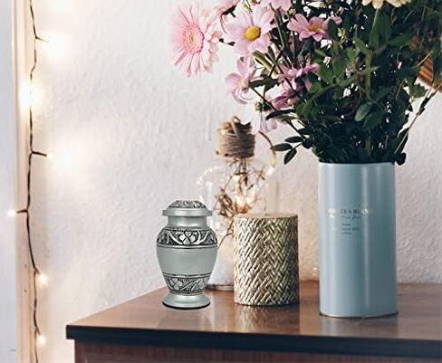 Engraved Pewter Keepsake Mini Urn for Human Ashes - A Beautiful Memorable and Classy Elegant Keepsake Mini Urn to Honor Your Loved One Remains - 3 Inch - Silver in Saudi Arabia