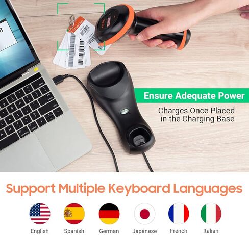 Tera Pro Series Wireless 1D 2D QR Barcode Scanner with Cradle Display Counting Screen Extra Fast Scanning Speed Ultra High Resolution Handheld Image Bar Code Reader for Warehouse Inventory HW0008 in Kuwait