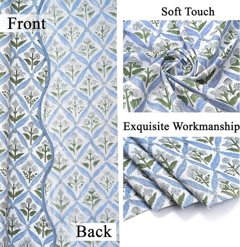 Ridhi Strawberry Pink Floral Cotton Scallop Curtains 1 pcs 84-Inch Pocket for The Rod Semi-Sheer Drapes for Living Room & Bedroom, Floral Patterned Farmhouse Boho French Country Window Panels in Saudi Arabia