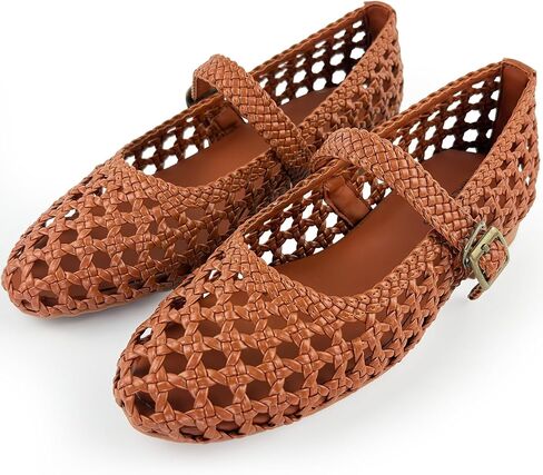 Hand Woven Mesh Flats for Women, Dressy Ballet Mary Jane Flats Summer Ballet Buckle Strap Ballerina Flat Shoes, Ultra Soft, Memory Foam, Office Casual Dressy, Mesh Shoes for Women in Saudi Arabia