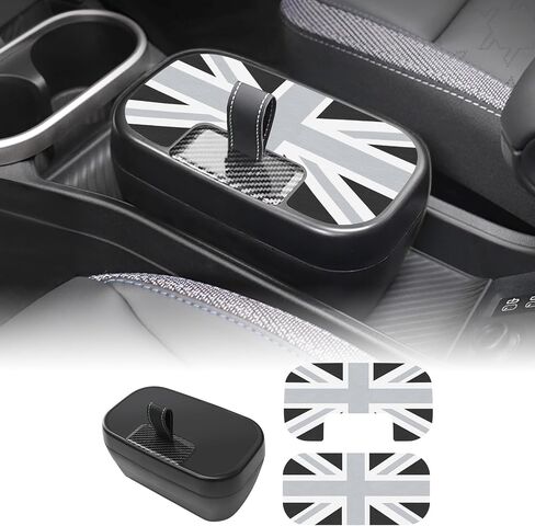 صندوق تخزين وحدة التحكم المركزية FDAIUN + حصيرة جلدية لملحقات تخزين السيارة 2024-2025 BMW Mini Cooper F65 F66 قطعتين (رمادي وأبيض وبيج) in Kuwait
