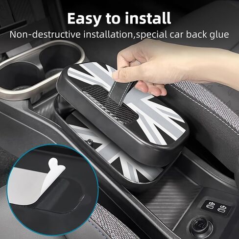 صندوق تخزين وحدة التحكم المركزية FDAIUN + حصيرة جلدية لملحقات تخزين السيارة 2024-2025 BMW Mini Cooper F65 F66 قطعتين (رمادي وأبيض وبيج) in Kuwait