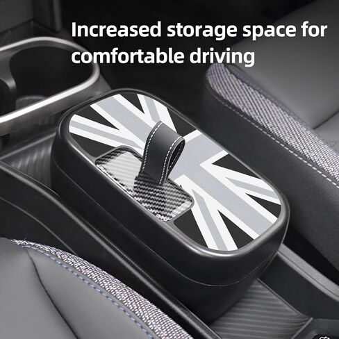 صندوق تخزين وحدة التحكم المركزية FDAIUN + حصيرة جلدية لملحقات تخزين السيارة 2024-2025 BMW Mini Cooper F65 F66 قطعتين (رمادي وأبيض وبيج) in Kuwait