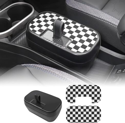صندوق تخزين وحدة التحكم المركزية FDAIUN + حصيرة جلدية لملحقات تخزين السيارة 2024-2025 BMW Mini Cooper F65 F66 قطعتين (رمادي وأبيض وبيج) in Kuwait