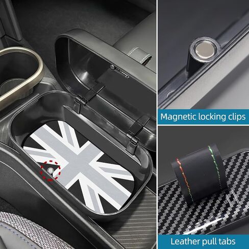 صندوق تخزين وحدة التحكم المركزية FDAIUN + حصيرة جلدية لملحقات تخزين السيارة 2024-2025 BMW Mini Cooper F65 F66 قطعتين (رمادي وأبيض وبيج) in Kuwait