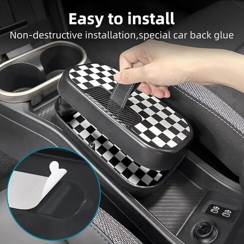 صندوق تخزين وحدة التحكم المركزية FDAIUN + حصيرة جلدية لملحقات تخزين السيارة 2024-2025 BMW Mini Cooper F65 F66 قطعتين (رمادي وأبيض وبيج) in Kuwait