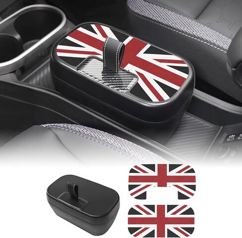 صندوق تخزين وحدة التحكم المركزية FDAIUN + حصيرة جلدية لملحقات تخزين السيارة 2024-2025 BMW Mini Cooper F65 F66 قطعتين (رمادي وأبيض وبيج) in Saudi Arabia