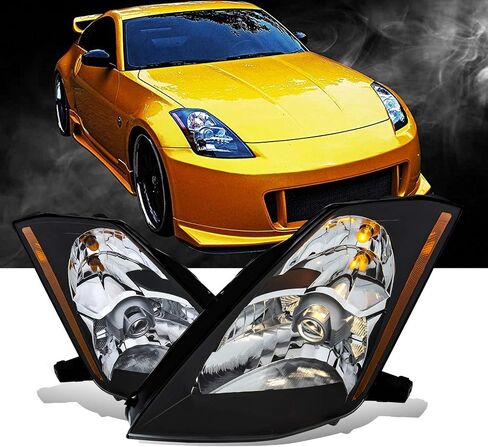 AmeriLite for 2003-2005 Nissan 350Z [Halogen Type] Black OE Replacement Projector Headlights Pair - Driver and Passenger Side in Saudi Arabia
