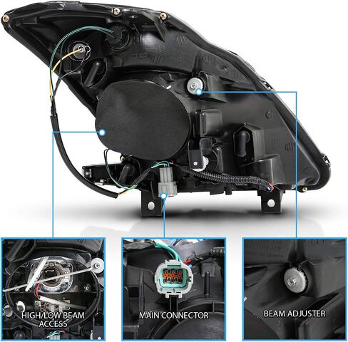 AmeriLite for 2003-2005 Nissan 350Z [Halogen Type] Black OE Replacement Projector Headlights Pair - Driver and Passenger Side in Saudi Arabia