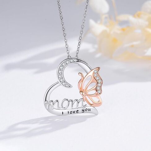 Twoowl Mother Daughter Necklace 925 Sterling Silver Heart-shaped Pendant Necklace Mother's Day Jewelry Gift for Mother Mom Grandmother in Saudi Arabia