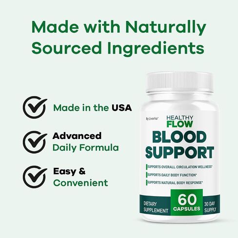 Healthy Flow Blood Support - HealthyFlow Support Supplement Capsules Daily Premium Advanced Formula Pills - Maximum Strength, Vitamins for Overall Health & Wellness, 60 Capsules for 1 Month in Saudi Arabia