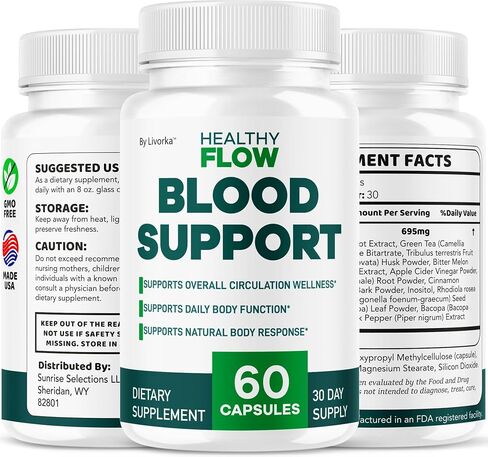 Healthy Flow Blood Support - HealthyFlow Support Supplement Capsules Daily Premium Advanced Formula Pills - Maximum Strength, Vitamins for Overall Health & Wellness, 60 Capsules for 1 Month in Saudi Arabia