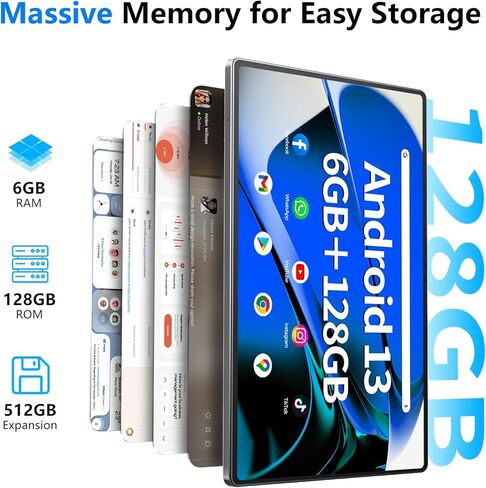 تابلت 12 بوصة، ذاكرة الوصول العشوائي 8 جيجابايت، 256 جيجابايت روم، تابلت أندرويد 13 مع حافظة مثقوبة مزخرفة، معالج ثماني النواة 2.0 جيجا هرتز، 2000 * 1200 FHD IPS، كاميرا 5 ميجابكسل + 13 ميجابكسل، 8000 مللي أمبير، نظام تحديد المواقع العالمي، واي فاي، بلوتو in Saudi Arabia
