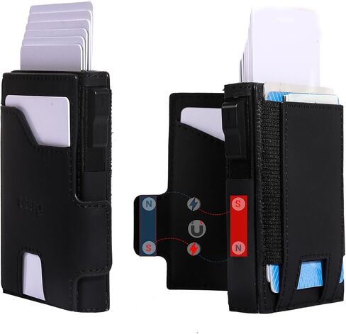 محافظ بسيطة للرجال - محفظة رفيعة بتقنية RFID مقاومة للخدش - حامل بطاقات عمل - حامل بطاقات الائتمان ومشبك نقود، نقود وبطاقات قابلة للإزالة بسهولة - محافظ رجالية in Kuwait