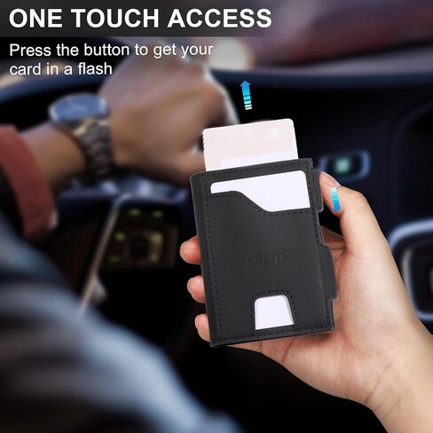 محافظ بسيطة للرجال - محفظة رفيعة بتقنية RFID مقاومة للخدش - حامل بطاقات عمل - حامل بطاقات الائتمان ومشبك نقود، نقود وبطاقات قابلة للإزالة بسهولة - محافظ رجالية in Kuwait