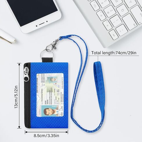 محفظة صغيرة بسيطة مع حبال نافذة لبطاقة الهوية، وحجب RFID للنساء وجيب حامل بطاقات الائتمان وجيب نحيف بسحاب، ومحفظة رقبة للسفر مقاومة للماء - أسود in Kuwait